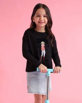 u.s. polo assn. Girls Graphic Print Regular Fit Round-Neck T-Shirt-picture-28