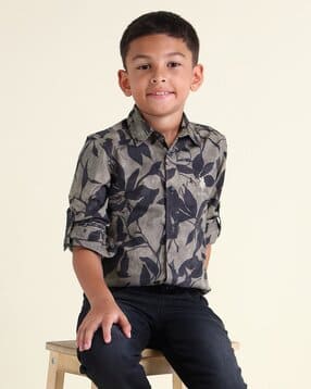 u.s. polo assn. Boys Leaf Print Regular Fit Cotton Shirt-picture-13