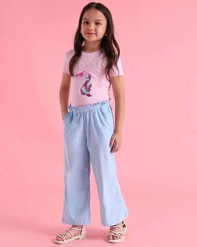 u.s. polo assn. Girls Mid-Rise Flared Pleated Trousers-picture-48