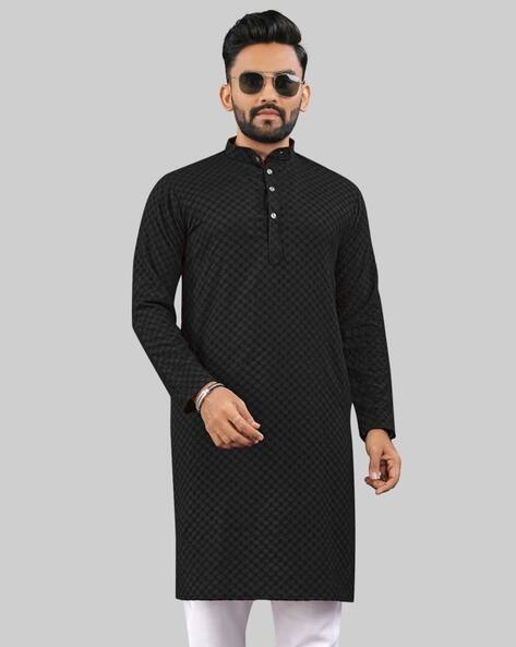 CHARLOTTE GRACIOUS Men Checked Regular Fit Long Kurta
