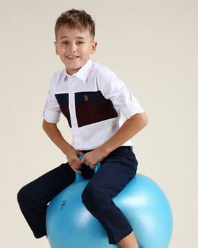 u.s. polo assn. Boys Colourblock Regular Fit Cotton Shirt-picture-31