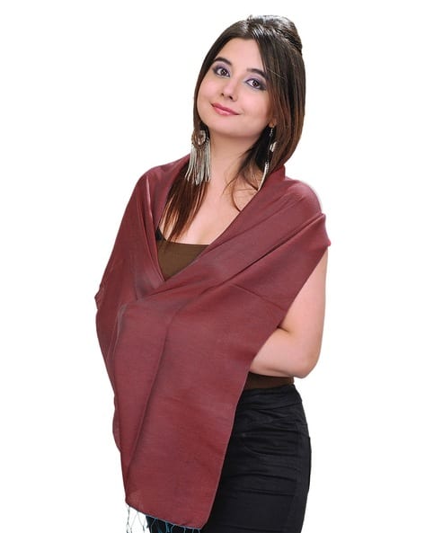Women Reversible Scarf with Tassel