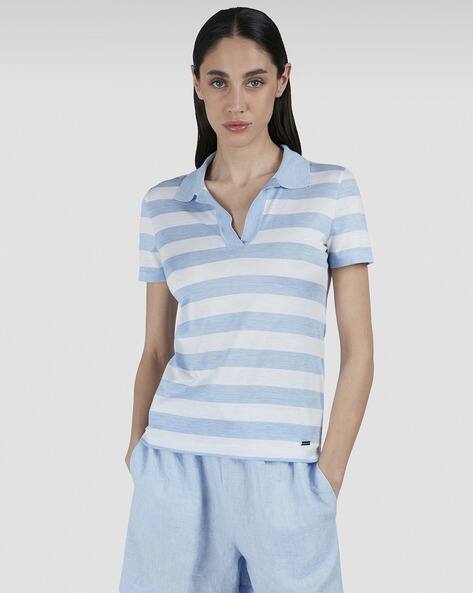 Buy PAUL SHARK Metal Plate Cotton Silk Polo T-Shirt White