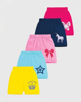 kuchipoo Pack of 5 Girl Graphic Print Shorts with Elasticated Waist-picture-18