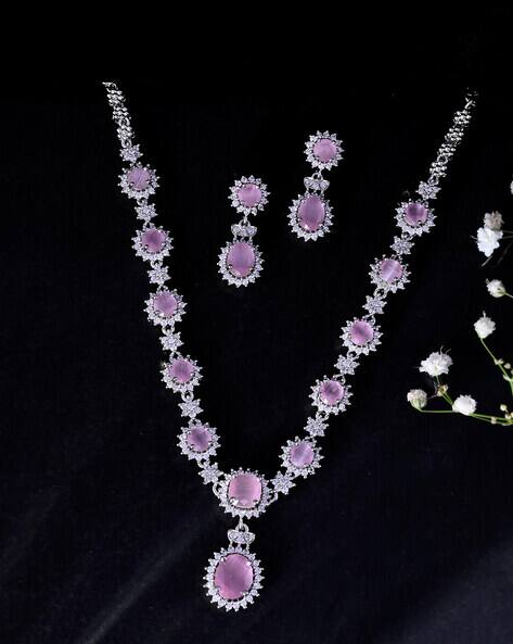 VALLEY OF JEWELLERY (VOJ) Women AD Stone Studded Jewellery Set