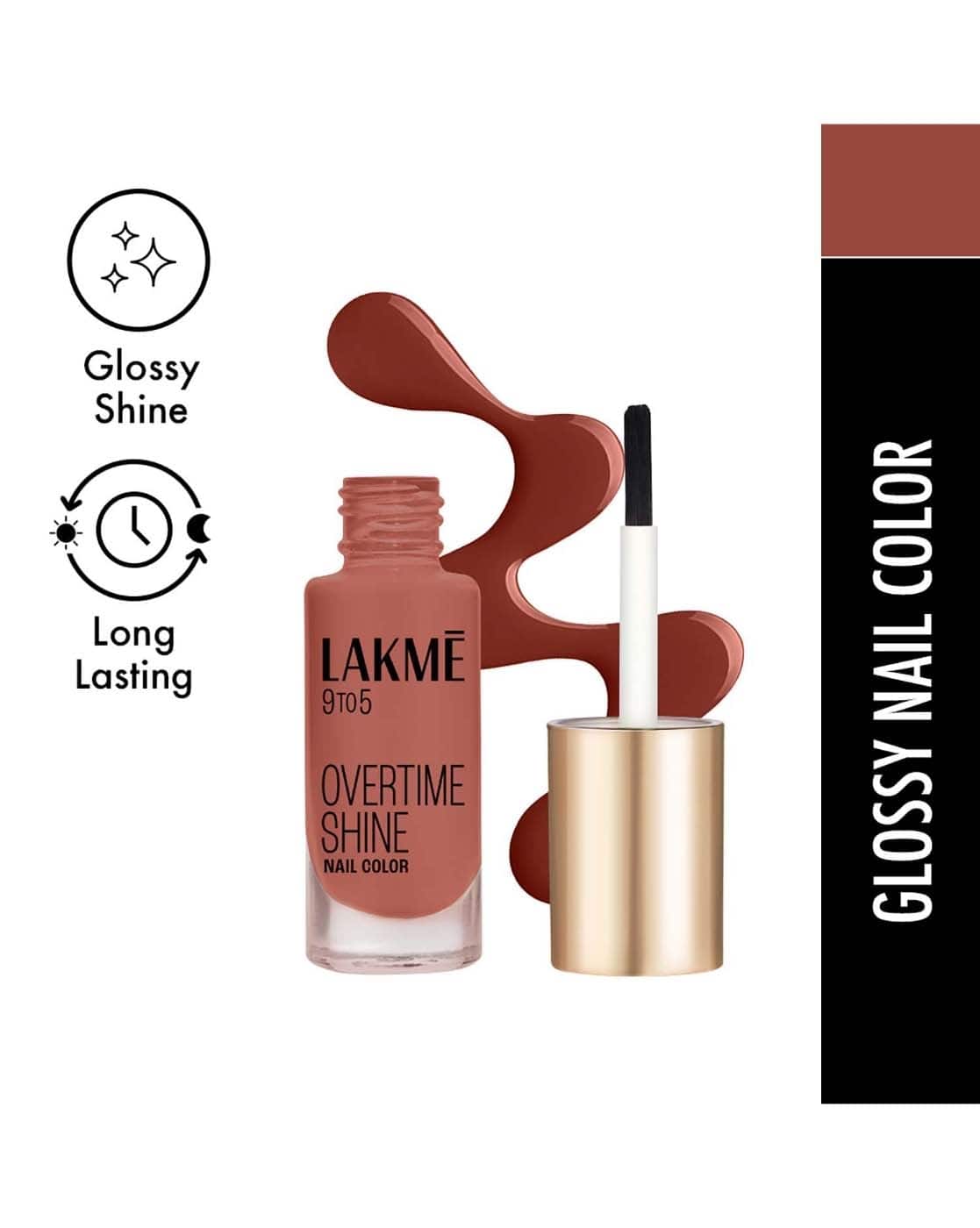 LAKME 9 to 5 Primer & Gloss Nail Colour - Brown Latte (Brown)