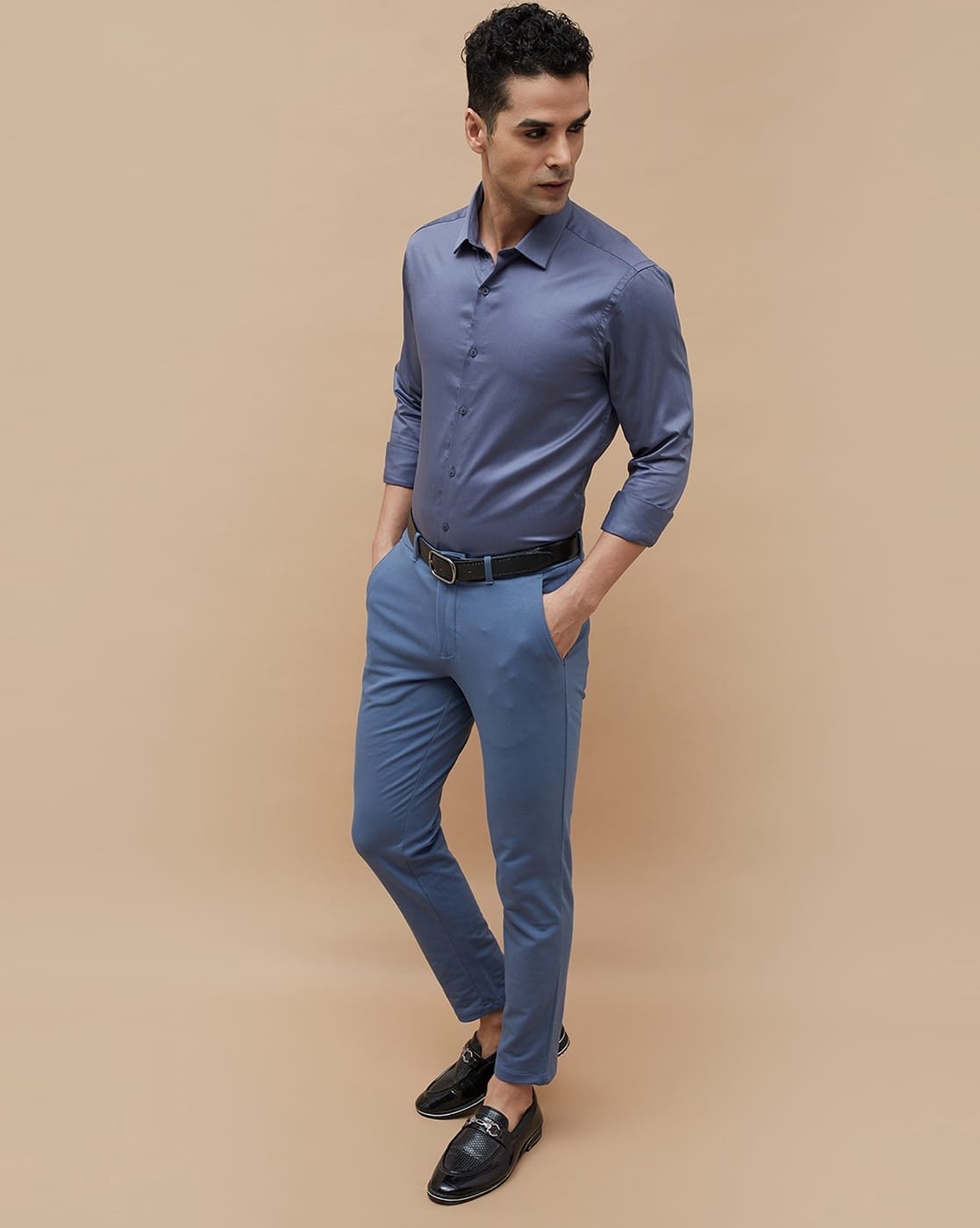 dress shirts with blue pants Stylish Elegance Dark Blue Formal Shirt and Grey Pants for Weddings XL