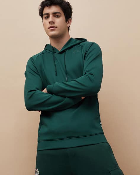 Men Regular Fit Hoodie with Kangaroo Pocket
