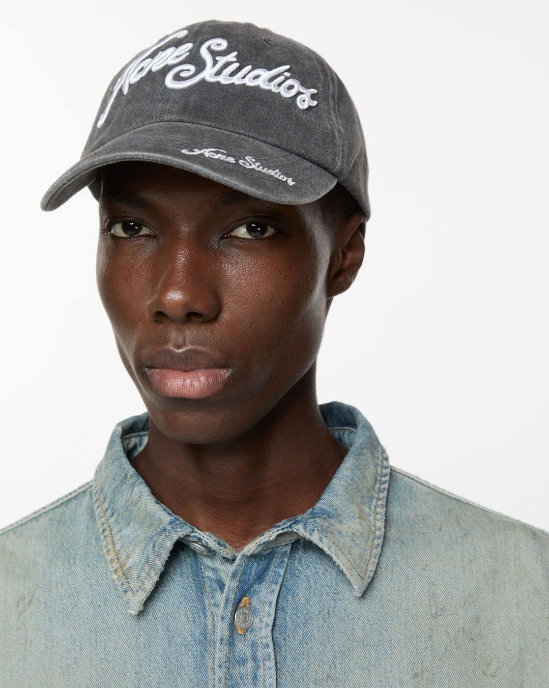 Buy Acne Studios Carliy Tourist Logo Embroidered Cap | Black Color