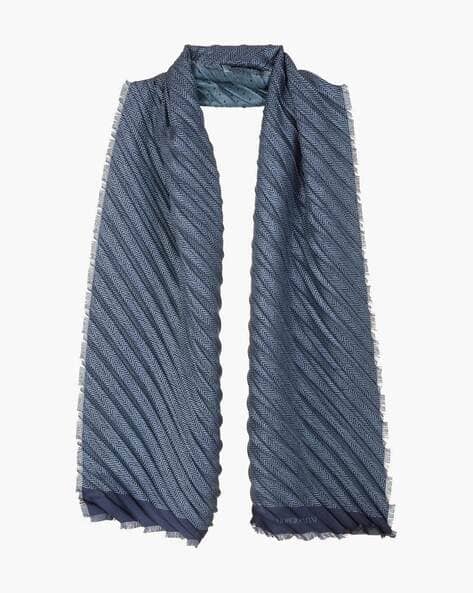 Buy GIORGIO ARMANI Pleated Silk Scarf | Blue Color Men | AJIO LUXE