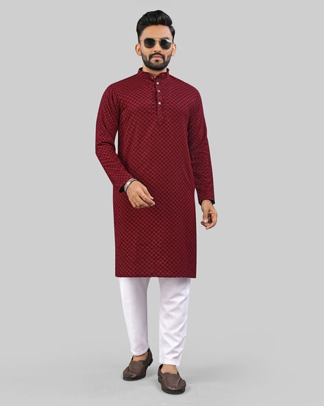 CHARLOTTE GRACIOUS Men Geometric Long Kurta