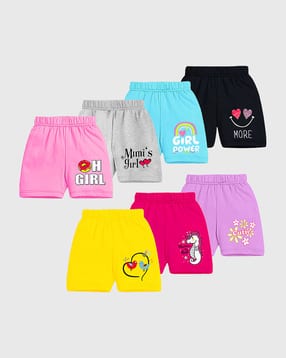 kuchipoo Pack of 7 Girl Graphic Print Shorts with Elasticated Waist-picture-19