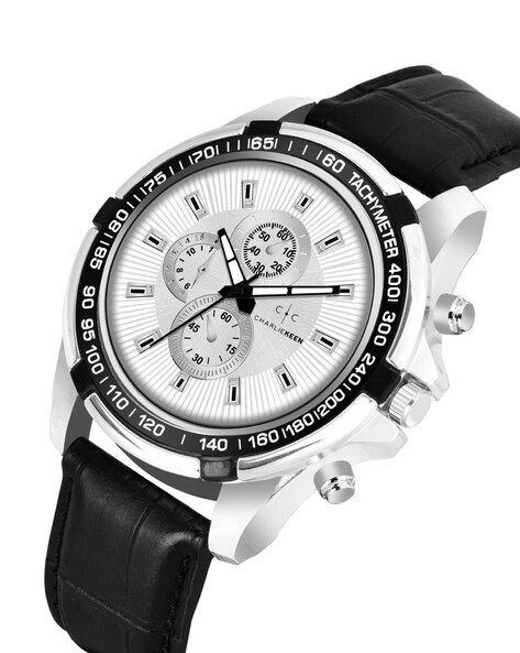 Men CC-GR911-SLV-BLK Analogue Wrist Watch with Tang-Buckle Closure