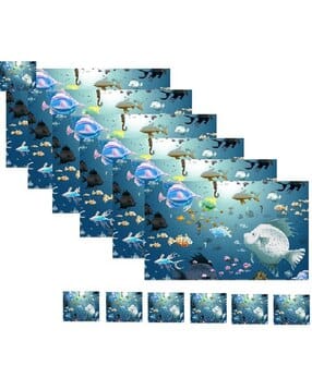 cread craft Waterproof 6 Piece Placemats with 6 Piece Coasters Set-picture-20