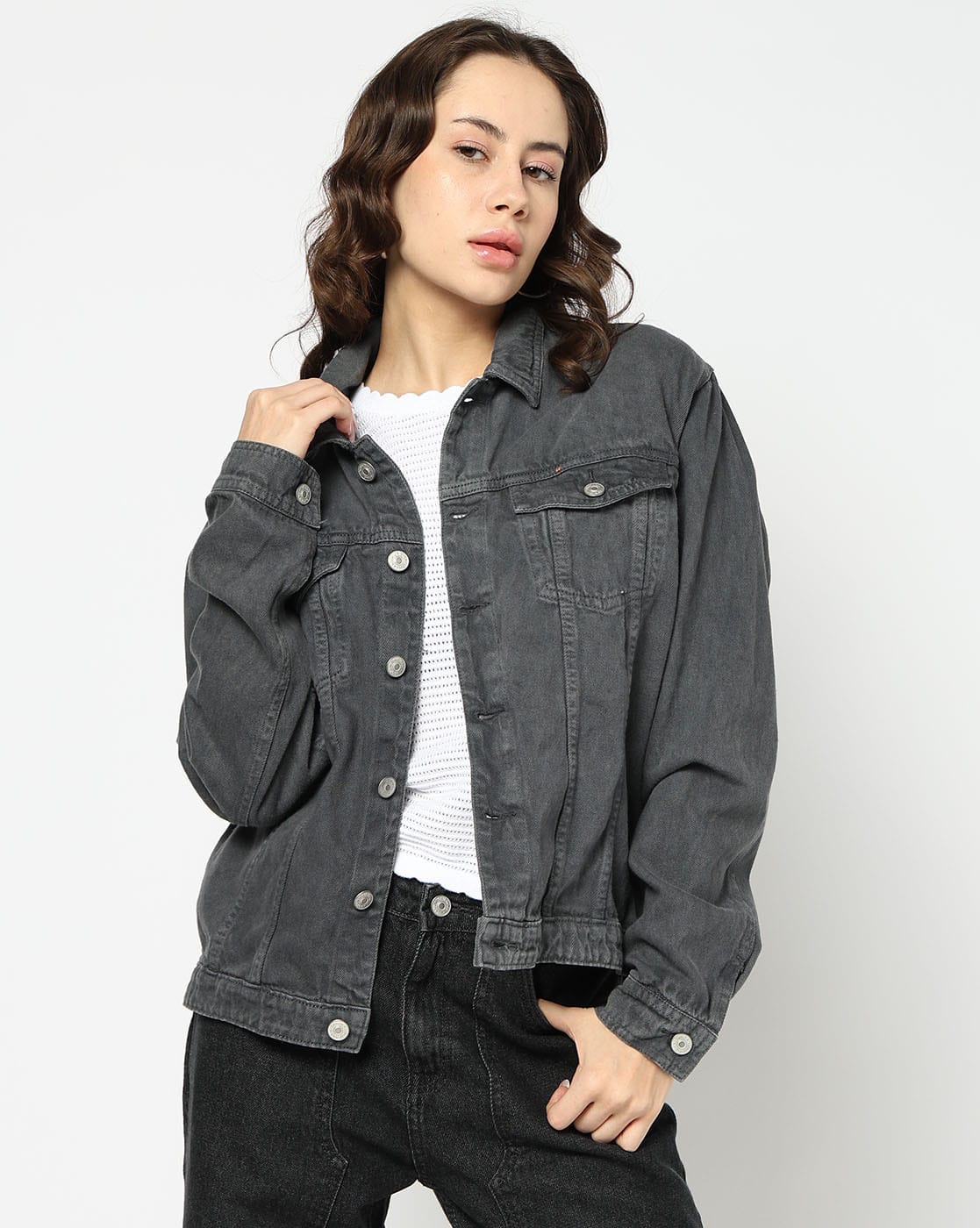 Women Lightly Washed Regular Fit Denim Jacket