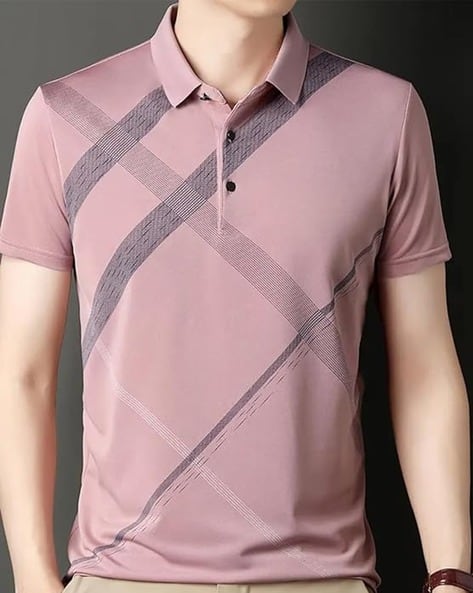 POSHAX Men Striped Regular Fit Polo T-Shirt