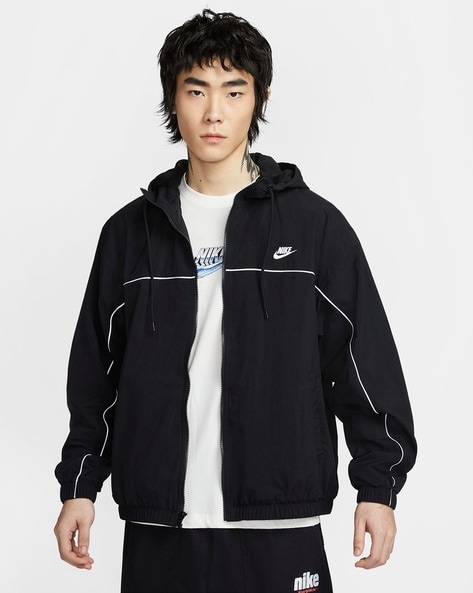 Men Regular Fit Hooded Track Jacket