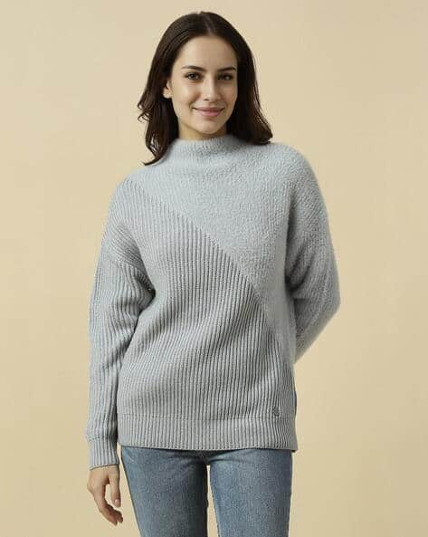 Buy ONLY Ribbed Pullover with Half-Zip Online | Ajio.com