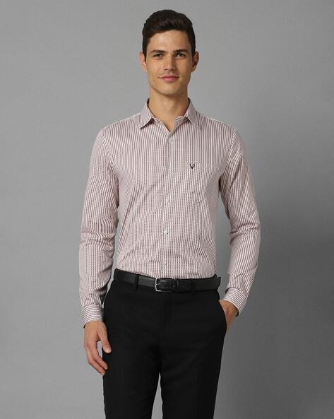 Men Micro-Print Full-Length Collar Shirt