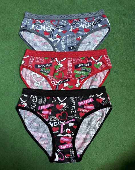 CUMSIN Pack of 3 Women Printed Briefs with Elasticated Waist