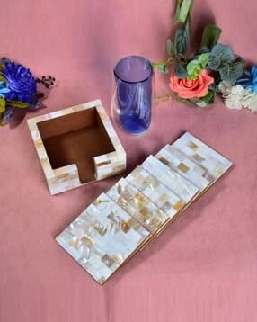 the home co Table CoasterMother Of Pearl Set Of 6-picture-27