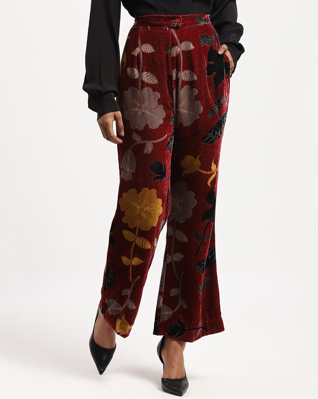 【MMERI VINTAGE】FLOWER PRINT VELOUR PANTS -1117Wx1400H-410349737-