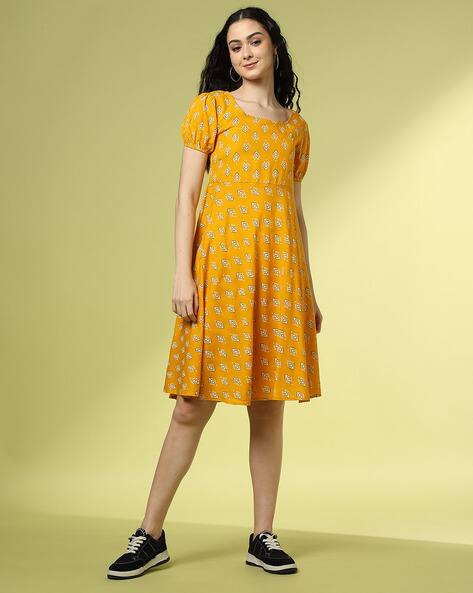 Acai Women Leaf Print A-Line Dress