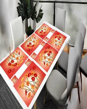cread craft Set of 12 Floral Print Placemats & Tea Coasters-picture-13