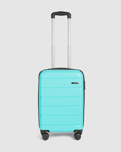 TEAKWOOD LEATHERS Unisex Aqua Green 8 Wheels Hard Sided With Zipper Closure 360° Silent Dual Spinner Wheels Trolley Bag