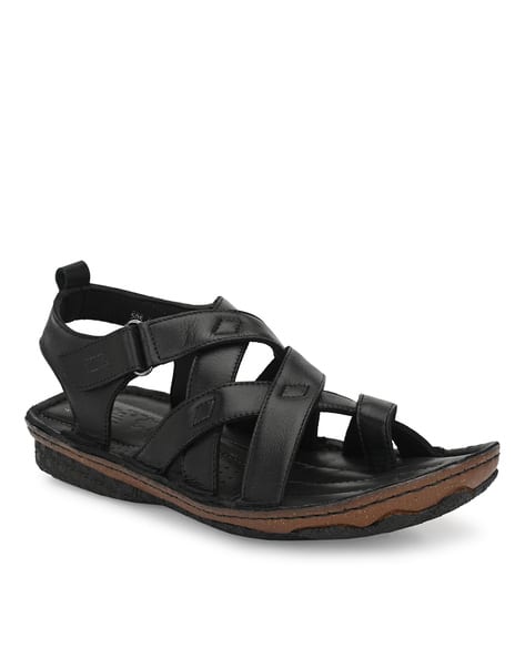 Strappy Leather Sandals with Velcro Closure