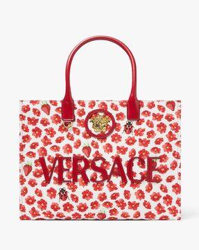 Buy VERSACE Strawberry Garden La Medusa Large Tote Bag | Red Color