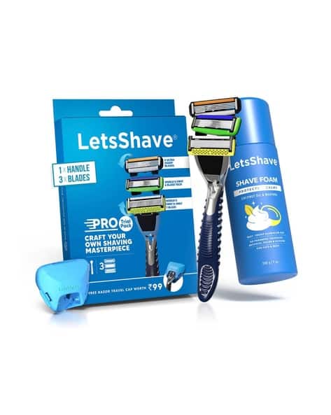 LetsShave Pack of 2 Trial Pack for Men with Shave Foam and Razor