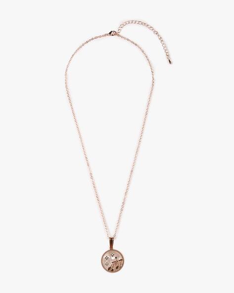YOUSTA Women Rose Gold-Plated Zodiac Sign Pendant with Chain