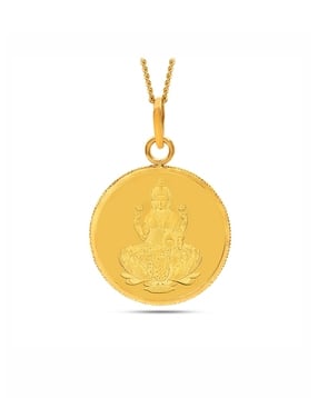 kalyan jewellers Women Yellow Gold Lakshmi Gold Coin Pendant-picture-32