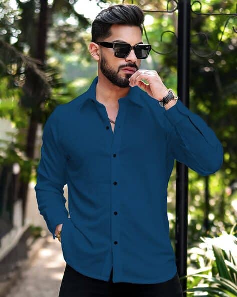 Marmic Fab Men Slim Fit Shirt with Spread Collar