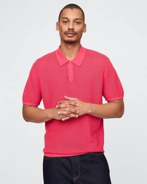 gap Solid Regular Fit Short Sleeve Mesh Polo T-Shirt-picture-45
