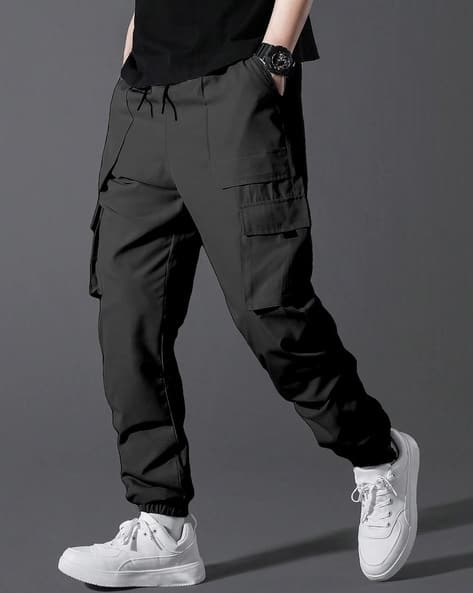 Men's Leather Black Leather Jogging Pants Men Relaxed Fit - Main Image