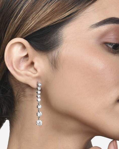 FIAN Women Sterling Silver Zirconia Drizzle Drop Earrings