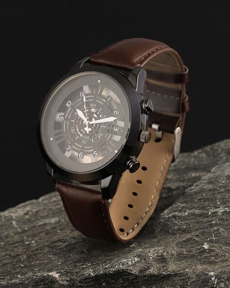 French Accent Men Analogue Watch with Leather Strap-SS25-FAWC1067
