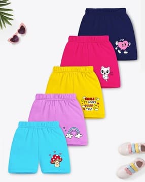 trampoline Girls Pack of 5 Graphic Print Regular Fit Shorts-picture-15