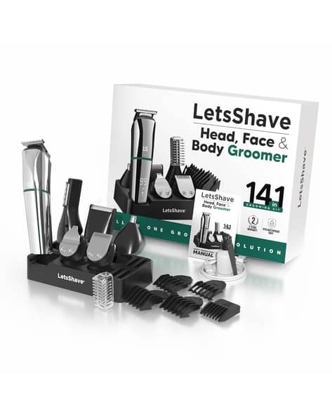 LetsShave Beard Body And Balls All In One Trimmer for Men - Black And Green