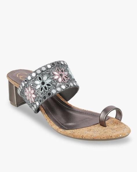 CATWALK Women Embellished Toe-Ring Chunky-Heeled Sandals
