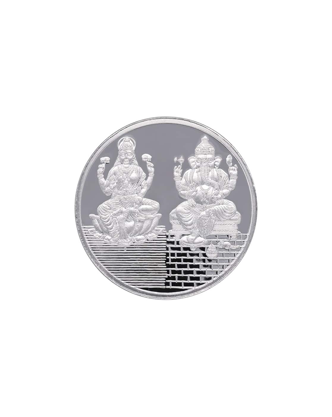 C KRISHNIAH CHETTY JEWELLERS 50 Gm For Men (999, FreeSize) Pure Silver Lakshmi Ganesha Coin For Men (Silver, FreeSize)