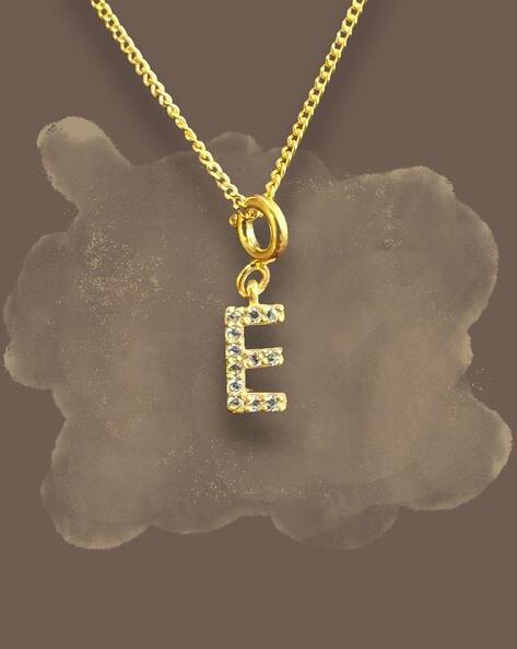 FIAN Women Sterling Silver Gold-Plated Letter E Pendant with Chain