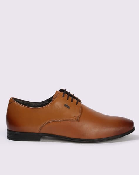 Men Leather Lace-Up Derby Shoes
