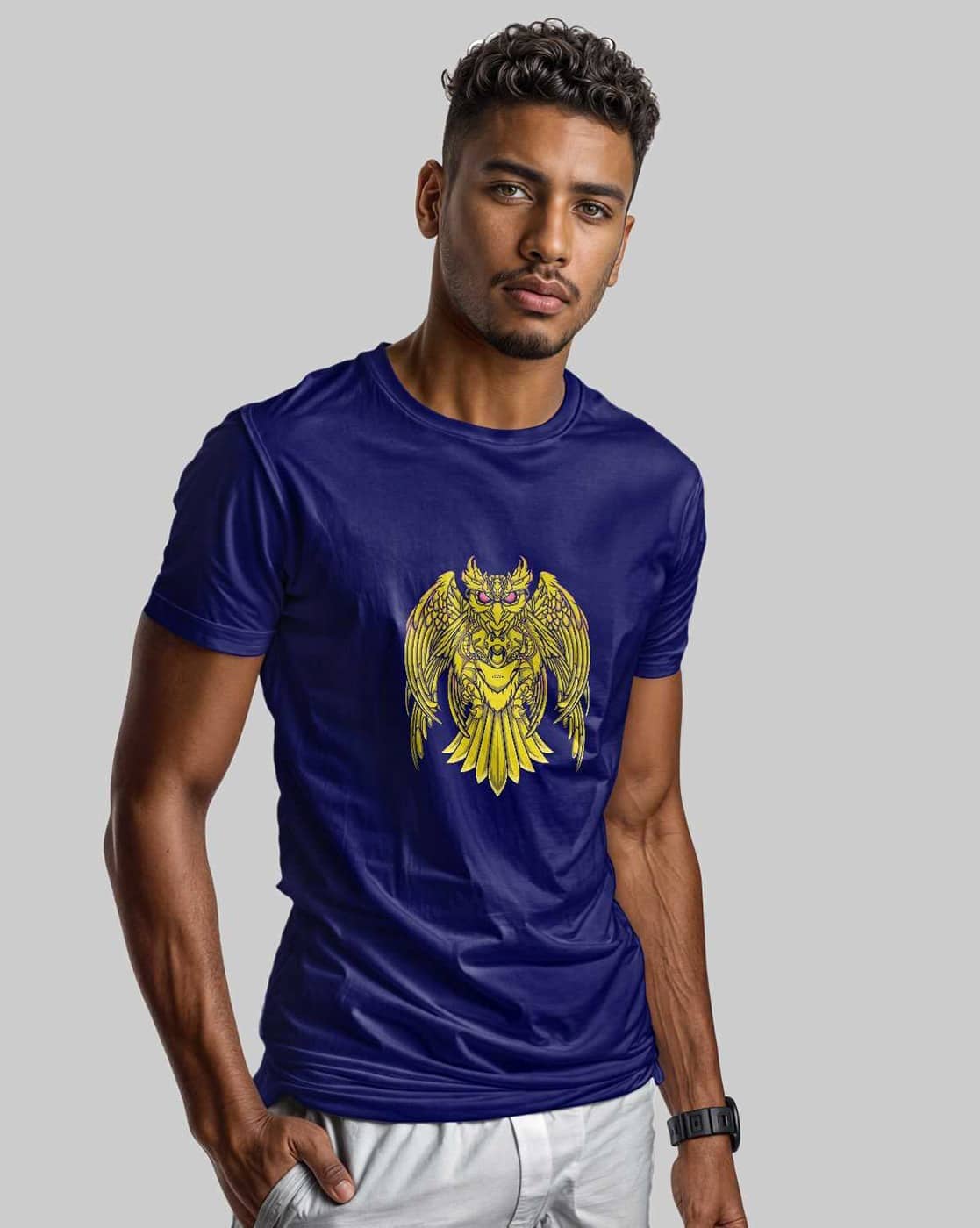 creativit Men Regular Fit T-Shirt (Blue)