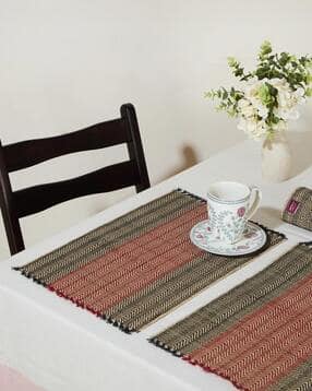 fabindia Set of 6 Woven Placemat with Tassels-picture-32