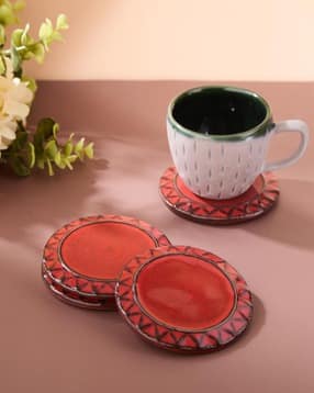 fabindia Set of 4 Round Ceramic Coaster-picture-18
