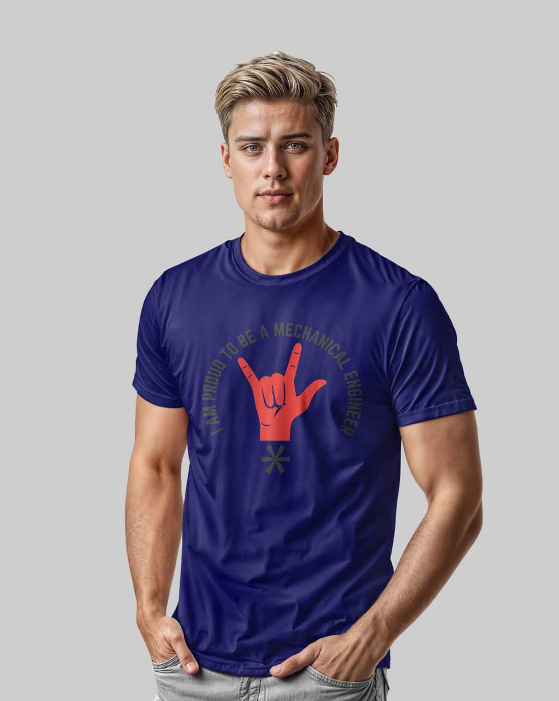 creativit Men Graphic Print Regular Fit T-Shirt (Blue)