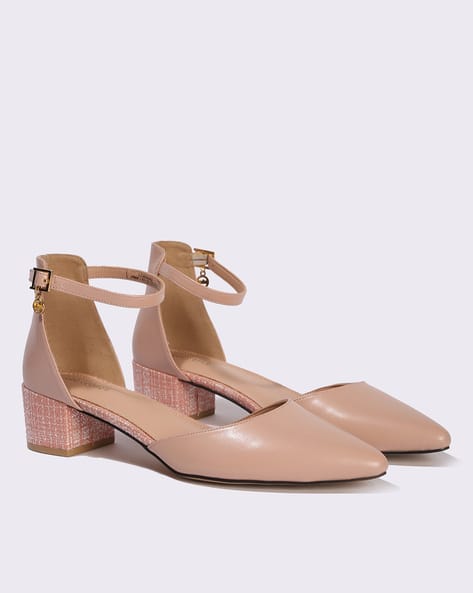 Women Block-Heeled Sandals with Ankle Loop Closure